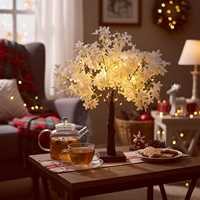 Weiße Künstliche LED-Blumenbaum-Lampe Warmweißes Licht Tischdekoration für Schlafzimmer Hochzeit Weihnachten