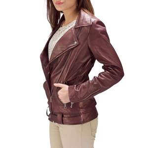 Veste en cuir véritable pour femmes, mode d'hiver, manches longues, haute qualité, vêtements d'extérieur personnalisés OEM - Product Image 2