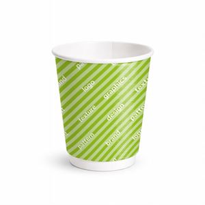 Gobelets en carton compostables à double paroi 250cc - Impression personnalisée en feuille d'or sur le fond - Product Image 1