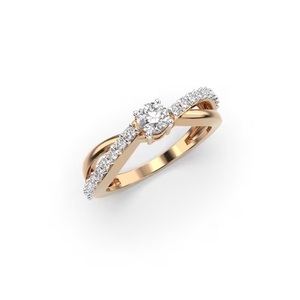 Anillo de oro amarillo macizo de 14K, 3,5mm, redondo, creado en laboratorio, anillo de diamante de oro, joyería de compromiso, Color F, claridad VS1 para la fabricación de joyas - Product Image 1