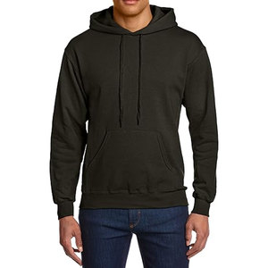 Sudadera con capucha lisa de algodón negro para hombre, talla XXL, suéter informal pesado, Sudadera con capucha con bolsillo frontal, sudadera con etiqueta privada - Product Image 1