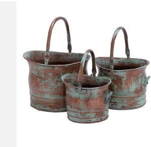 Ensemble de 3 jardinières en métal émaillé au design antique, durables et écologiques pour la décoration de la maison et du jardin - Product Image 1
