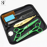 Kits de rasage faciles et simples à utiliser, lames colorées et tranchantes de 5,5 pouces, kit de ciseaux de barbier professionnels