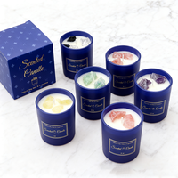 Bougie parfumée de luxe en cire de soja, personnalisée en verre, avec boîte cadeau, parfum d'ambiance pour la maison, pour anniversaire et Noël