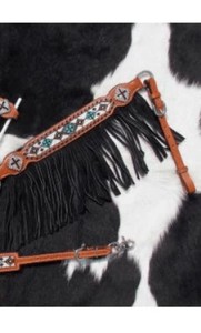 สายคาดศีรษะและสายรัดอกหนังวัวแท้ดีไซน์ขนนกไนลอนคุณภาพสูงแบบใหม่ - Product Image 3