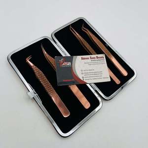 แหนบติดขนตาแบบมีด้ามจับสีโรสโกลด์ ประดับเพชร สแตนเลสอย่างดี จับแน่น ติดทนนาน รับสกรีนโลโก้ตามสั่ง - Product Image 4