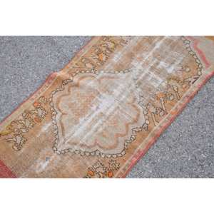 Alfombra clásica de lana de retazos Beige naranja, pasillo Rectangular turco de 2,3x6 pies para entrada, sala de estar, alfombras de noche con respaldo de látex - Product Image 5