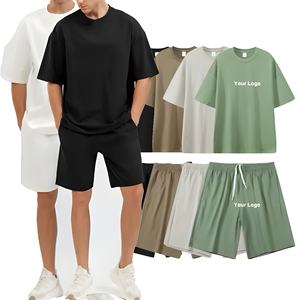 Survêtement d'été de haute qualité Jogger Logo personnalisé Ensembles shorts et t-shirts en coton pour hommes Ensemble 2 pièces t-shirt et short pour hommes - Product Image 2