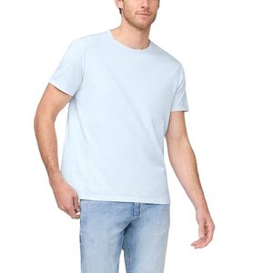 Camiseta de Cuello Redondo de Algodón Transpirable Lavado con Logotipo Personalizado para Hombre, Camiseta Informal Ligera de Manga Corta y Corte Ajustado para Verano - Product Image 1