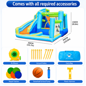 Château gonflable pour enfants, installation rapide, souffleur inclus, utilisation humide et sèche, idéal pour les fêtes <span class=keywords><strong>de</strong></span> fin d'année et les réunions <span class=keywords><strong>de</strong></span> famille - Product Image 1