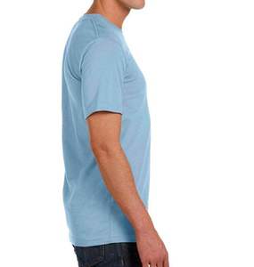 เสื้อออกกำลังกายแขนสั้นผ้าคอตตอนโอเวอร์ไซส์เสื้อยืดสีฟ้าสำหรับฟิตเนสสีพื้น - Product Image 6