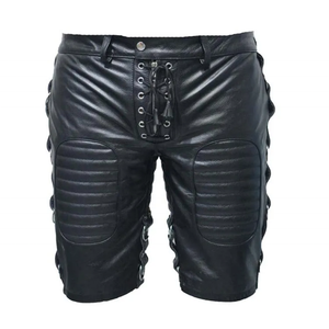 <b>Tan</b> Leather Eco-Friendly Elastic-Waist <b>Belted</b>-Solid Casual Shorts <b>For</b> Women and <b>Men</b> Custom Logo Oem Latest Fashion Design - Product Image 1