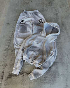 Ensemble de sweatshirt et de joggers gris inspirés de la sororité grecque élégante fermeture éclair et pantalon à capuche décontractés confortables pour un usage quotidien - Product Image 1