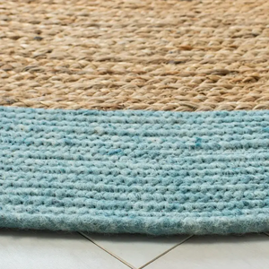 Tapis rond géométrique en bois fait main de qualité supérieure, écologique et durable, avec motif élégant pour les intérieurs bohèmes modernes, vente de Diwali - Product Image 2