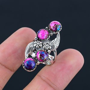 Anello di Alta Qualità in <span class=keywords><strong>Argento</strong></span> Sterling <span class=keywords><strong>925</strong></span> con Turchese Ostrica, Certificato, per Matrimonio, con Gemma Naturale, Fascia Eternity, Personalizzabile, per Feste Eleganti - Product Image 5