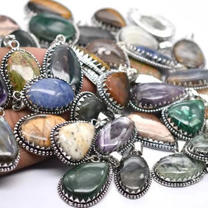 Cabochon de pierres précieuses naturelles multiples hautement polies en vrac pendentif en argent sterling 925 massif bijoux faits à la main à la mode - Product Image 1