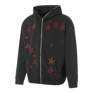 Sudaderas con capucha de diamantes de imitación personalizadas de alta calidad para hombre invierno 100% algodón polar peso pesado transpirable diseño de bolsillo de secado rápido lavado fácil - Product Image 2