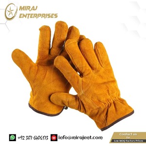 1 par de guantes de cuero de vaca, guantes de trabajo duraderos para hombres y mujeres, protección de manos, guantes de cuero para soldar de Pakistán - Product Image 2
