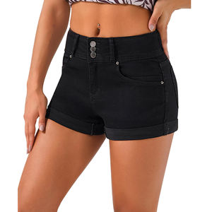 Short en jean pour femme Vintage Washed High Waist Hot Pants Casual Summer Wear avec poches et design vieilli - Product Image 1