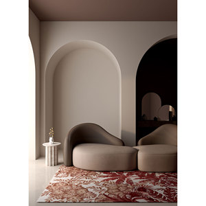 Alfombras Aurelia Hechas a Mano con Lana y Viscosa, Diseños Florales y Abstractos en Rojo y Naranja para el Hogar y la Sala de Estar -Tra-15191 - Product Image 5