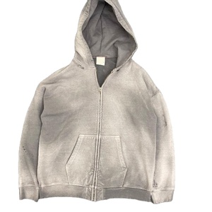 Clothing Vendor Custom Pullover Heavyweight Hip Hop Hoodie French Terry Distressed Cropped Men's Acid washed Hoodies - Product Image 1