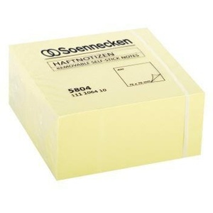 Cubes de notes autocollantes Soennecken jaunes 75x75mm, 400 feuilles, blocs-notes - Product Image 1