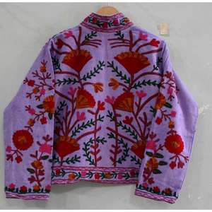 Handmade Ethnic Boho Jacket for <b>Women</b> Embroidered Duck Canvas, Customizable Winter <b>Coat</b> - Product Image 4