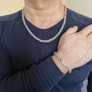 Necklace and <b>Bracelet</b> Combination Silver Men Jewelry 6.5 mm Hi Hop <b>Bracelet</b> King <b>Byzantine</b> Jewelry Wholesale From Turkey - Product Image 3