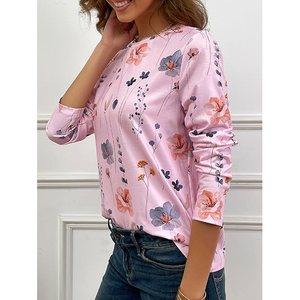 Vêtements pour femmes, décontractés, confortables, doux, en coton mercerisé tricoté 220g, impression numérique, respirants, longs, tendance, streetwear, mode - Product Image 5