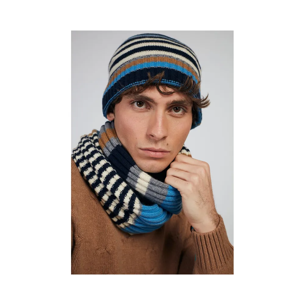 High quality fashion men accessories 100% eco cachemire knitted multicolor stripe scarf for winter