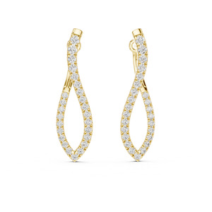 14K Gold Lab Grown Diamond Earrings Elegant Round Brilliant Cut Studs Rhodium Plated Unisex Party Jewelry - Product Image 1