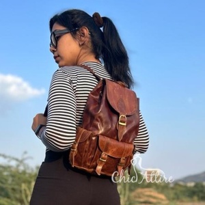 กระเป๋าเป้หนังแท้ทำด้วยมือแท้กระเป๋าสไตล์วินเทจกระเป๋าเป้สะพายหลังอเนกประสงค์ดีไซน์ใหม่ขายส่งเป็นจำนวนมาก - Product Image 1