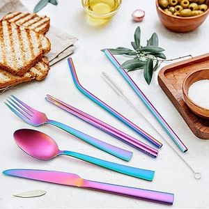 Colorato della Cina fabbrica all'ingrosso oro placcato argento acciaio inossidabile ecologico piatto cucchiaio forchetta e coltello posate Set - Product Image 1