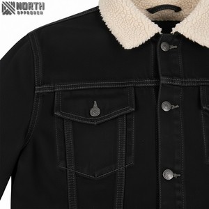 2025 personnalisé hommes coupe ajustée Baseball conception Denim veste solide coloré uni avant respirant décontracté hiver OEM disponible fabriqué - Product Image 5