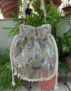 Indian Handmade Beads Work Potli <b>Bag</b> Ethnic Indian Embroidered Latest Design <b>Women</b> Wedding Gift Handbag - Product Image 6