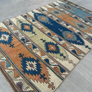 Alfombra de 5.4x8.3 pies, Alfombra Turca Vintage Grande, Alfombra de Lana Azul - Product Image 4