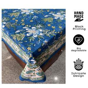 Traditional Jaipuri Luxury Hand Block Printed Floral <b>Table</b> <b>Cover</b> Soft Cotton for Weddings Parties Home Use - Product Image 2