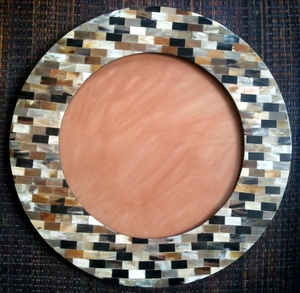 Espejo de pared de mosaico de cuerno hecho a mano de diseño moderno de lujo elegante espejo decorativo con incrustaciones de cuerno Natural para Bodas de oficina en casa - Product Image 1