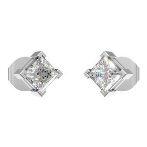 ต่างหูทองคำแท้ 14K ประดับเพชรโมอิสซาไนต์ทรงเจ้าหญิง 1 กะรัต 4.3 มม. ตัวเรือนแบบสี่ขา ระดับความสะอาด VVS1 สี D ของขวัญสำหรับผู้หญิง เครื่องประดับ - Product Image 1