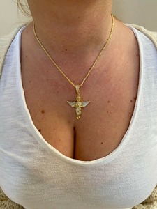 Limited Edition VVS Moissanite Diamond Iced Out Hip Hop Pendant <b>Necklace</b> With Gold Plated 925 <b>Silver</b> Praying <b>Angel</b> Bling Design - Product Image 6