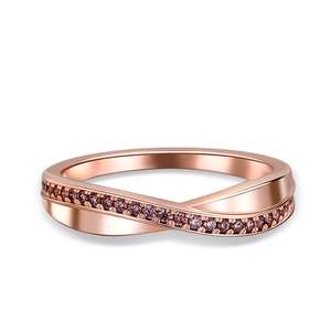 Jeulia Rose Gold Plated Sterling <b>Silver</b> Crossover Zircon Band <b>Ring</b> for Women - Product Image 1