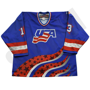 Jersey de Hockey Profesional Personalizado Sublimado Premium de Sibrin para el Equipo de EE. UU. |   Ropa de Hockey sobre Hielo Ecológica de Secado Rápido | 100% Poliéster - Product Image 1