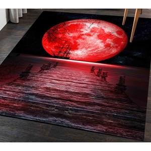Alfombra con Paisaje Marino, Alfombra Grande con Luna Roja, Alfombra con Paisaje Lunar, Alfombra de Luna Llena, Alfombra Estampada, Alfombra Suave No Tejida - Product Image 4
