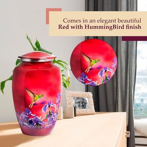 Urnes pour cendres humaines Urnes funéraires décoratives pour femmes adultes et hommes Urne de taille personnalisée Rouge - Product Image 4