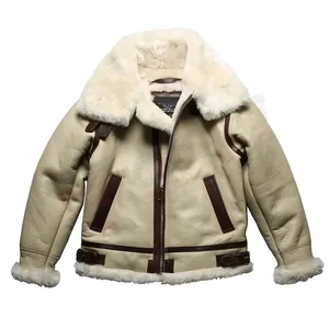 White-Wool Sheepskin Leather Jacket Men Clothing Fashion-Shearing Winter Jackets Fur-Coat At Altaf Brothers