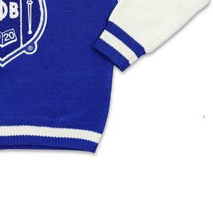 Suéteres de Punto Acrílico de Alta Calidad con Cuello en V, Logotipo Personalizado, Color Azul Rey y Blanco, Cárdigans para Otoño e Invierno - Product Image 6