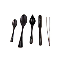 Set peralatan koki profesional isi 8 buah, Set peralatan koki profesional bahan baja tahan karat warna hitam