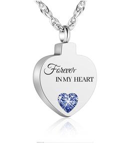 White Cremation Urn <b>Necklace</b> <b>for</b> <b>Ashes</b> Keepsake Birthstone Jewelry Heart <b>Ashes</b> <b>Necklace</b> <b>for</b> Women Stainless Steel Custom Size - Product Image 4