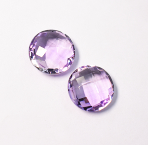 Améthyste naturelle ronde, taille briolette, 15 carats, paires, 14x14x6 mm - Product Image 2