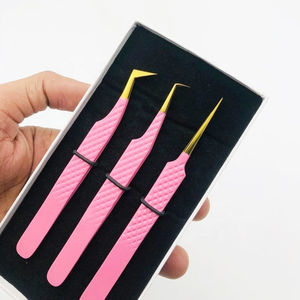 Meilleure vente de haute qualité en acier inoxydable massif Volume pince à cils lisse bébé rose or pince à épiler fibre cils en gros - Product Image 3